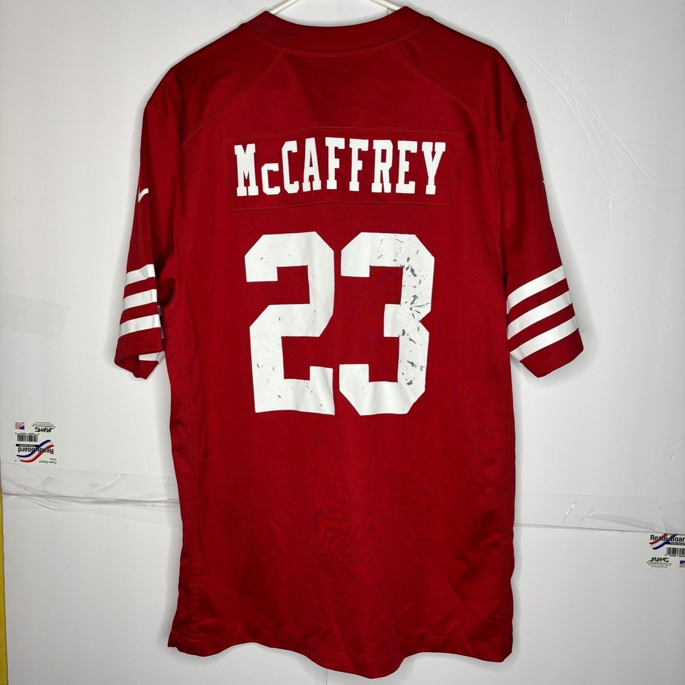 San Francisco 49ers Christian McCaffrey 23 Red NFL Jersey Large Nike On Field